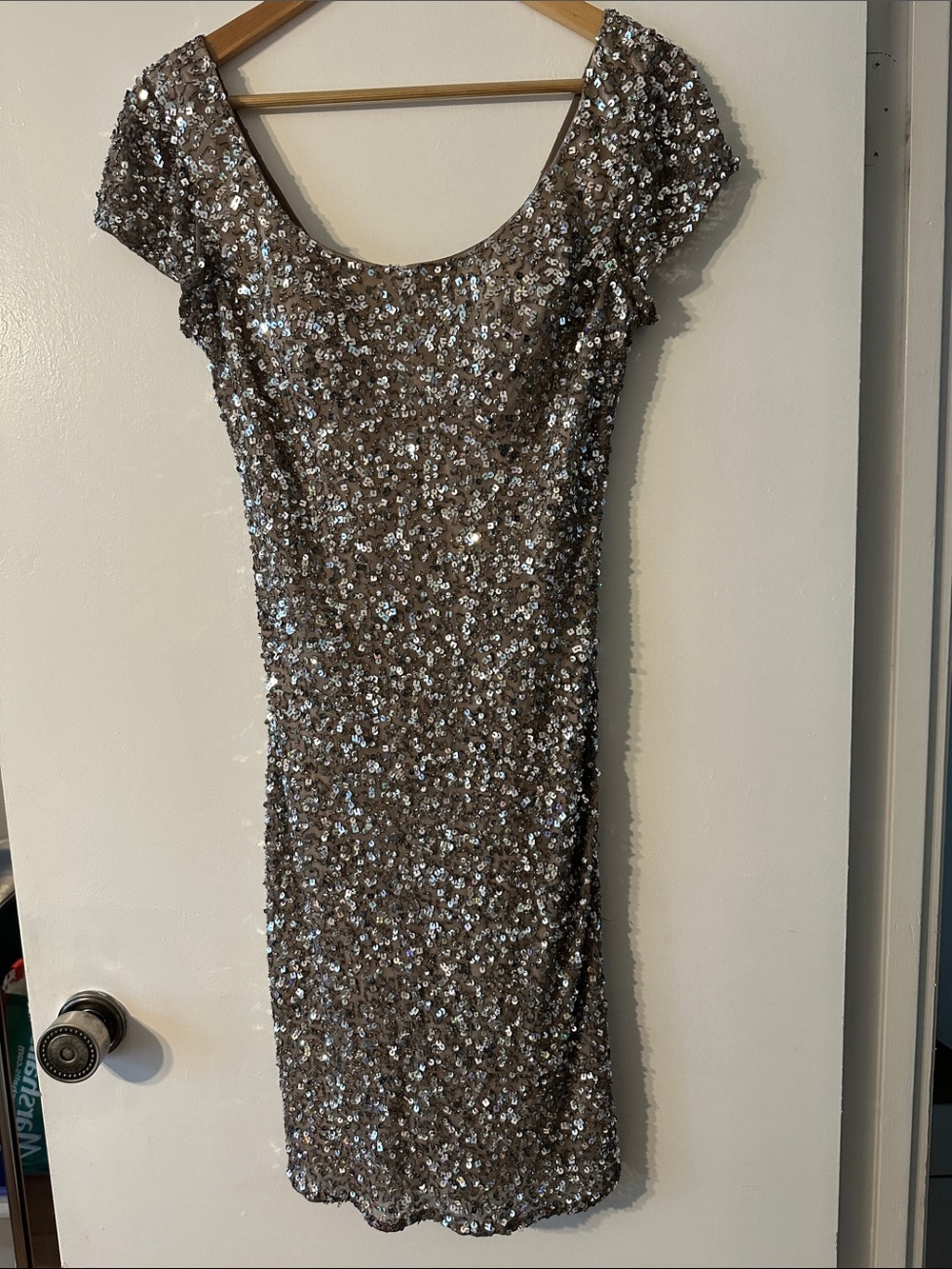 SCALA Size 12 Silk Sequin Beaded Cocktail Evening Dress